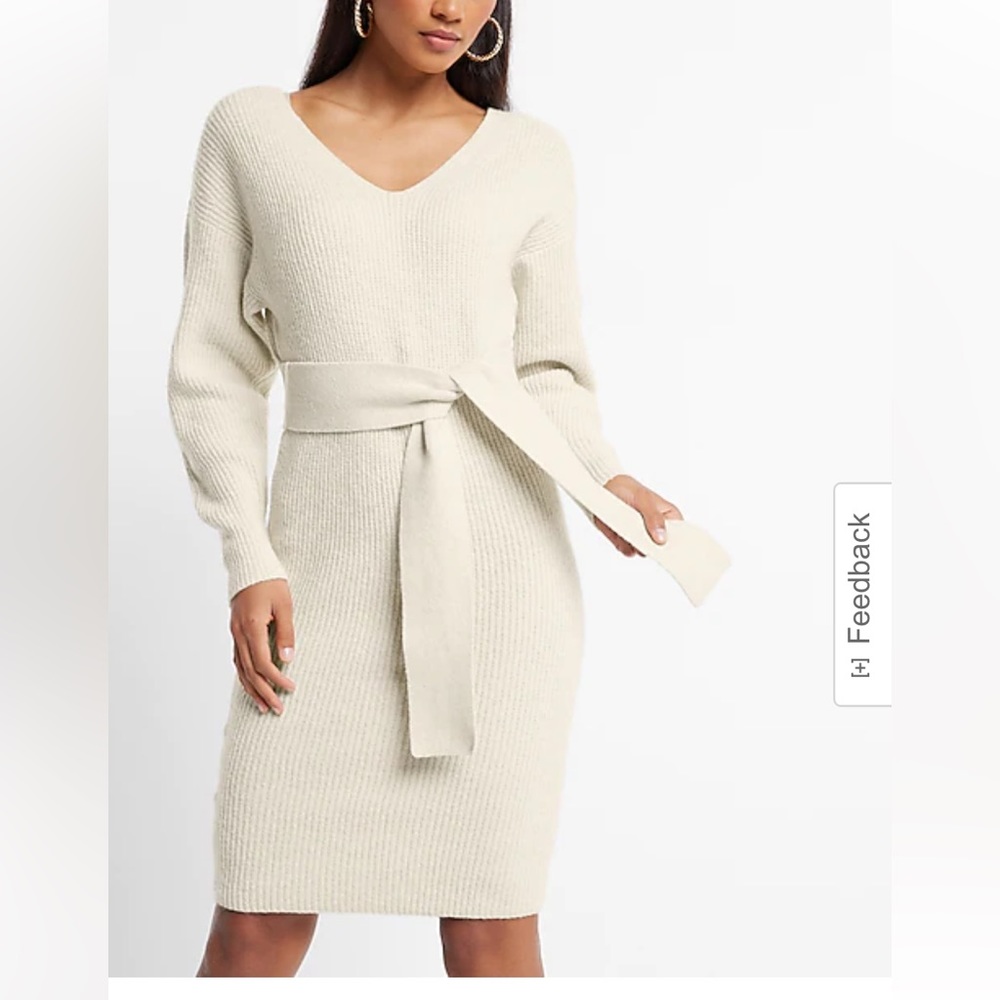 EXPRESS V-Neck Long Sleeve Belted Sweater Dress SIZE MEDIUM